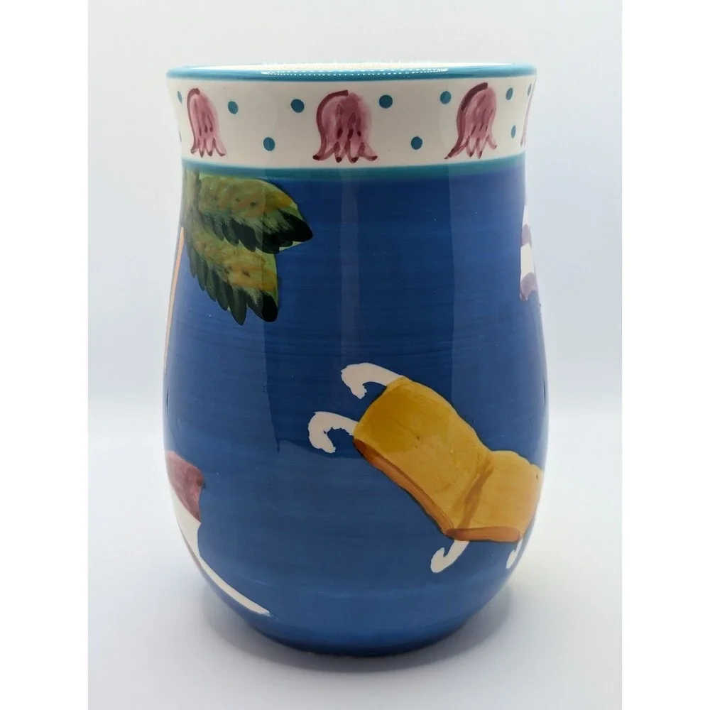 Saparna Ceramics Blue Seaside Ocean Beach Style Colorful Vase Coastal Cottage
